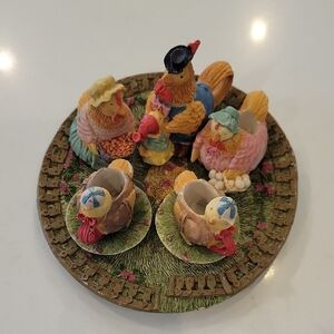 Colorful Chicken Rooster  Figurine Set